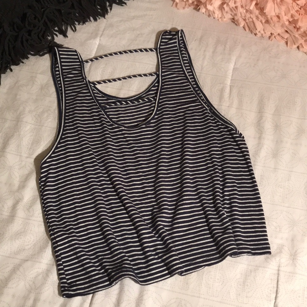 Navy and white stripped tank